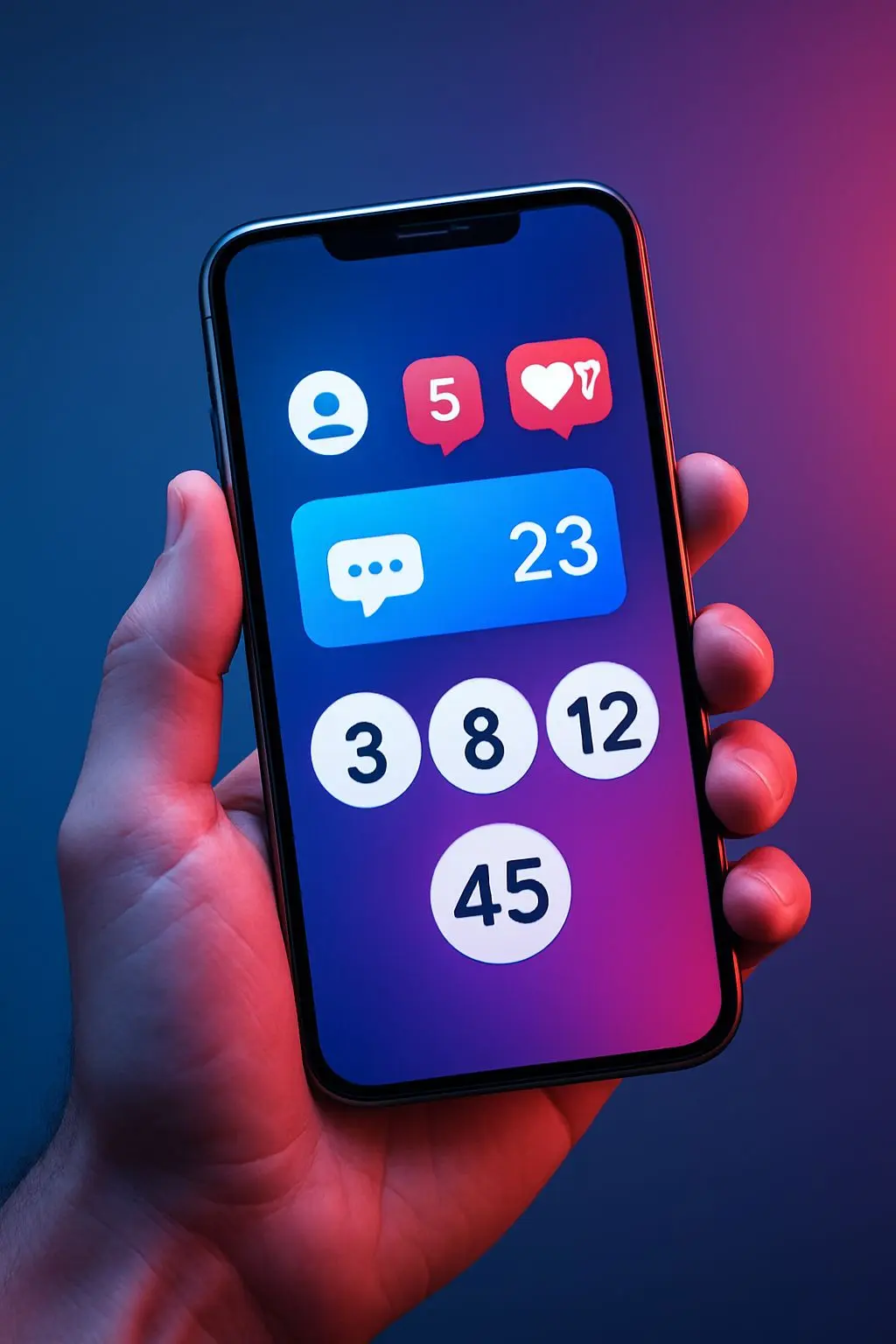Telefon s motivem sociálních sítí a loterijních upozornění