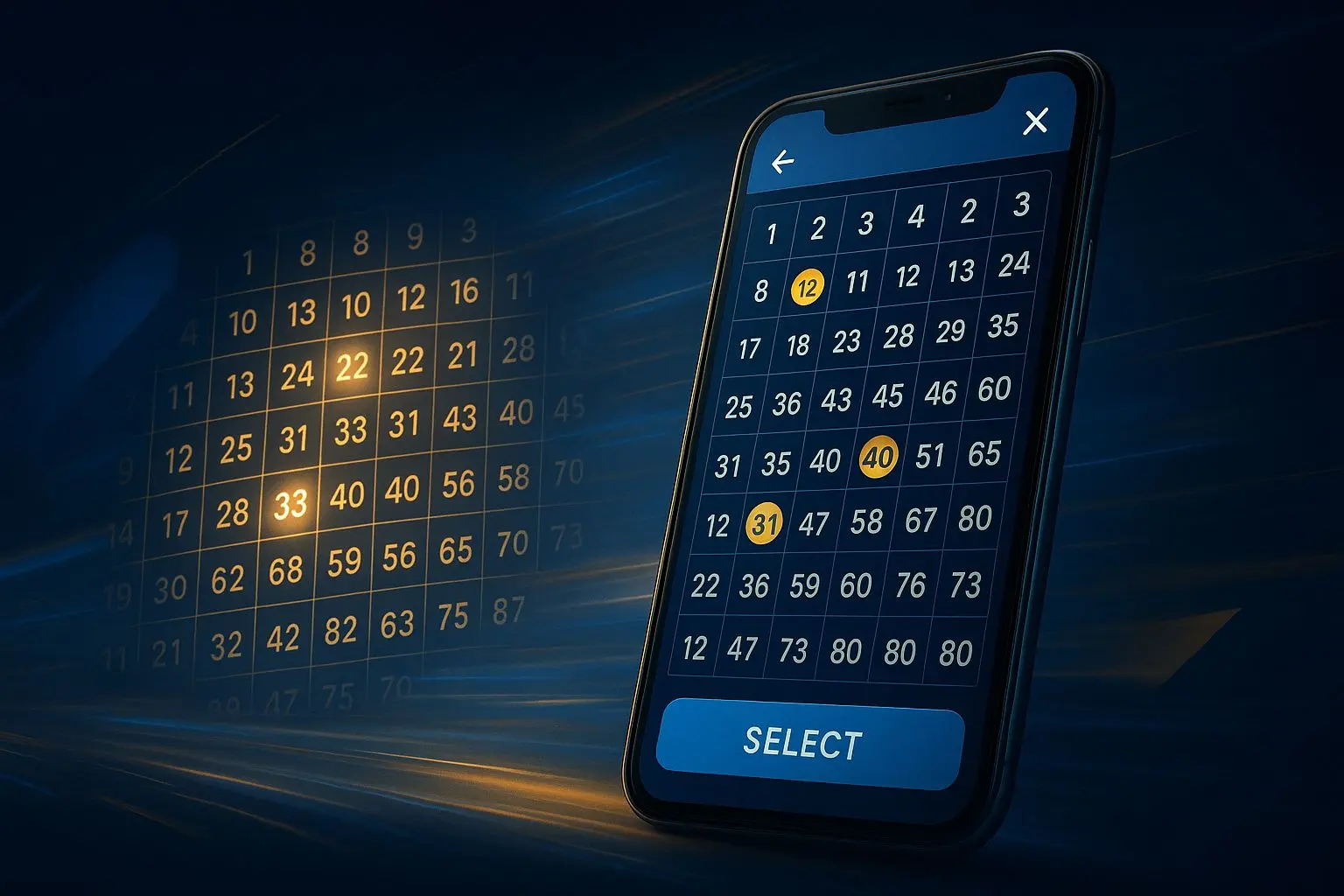 BetX Keno online banner s číselnou mřížkou a mobilem