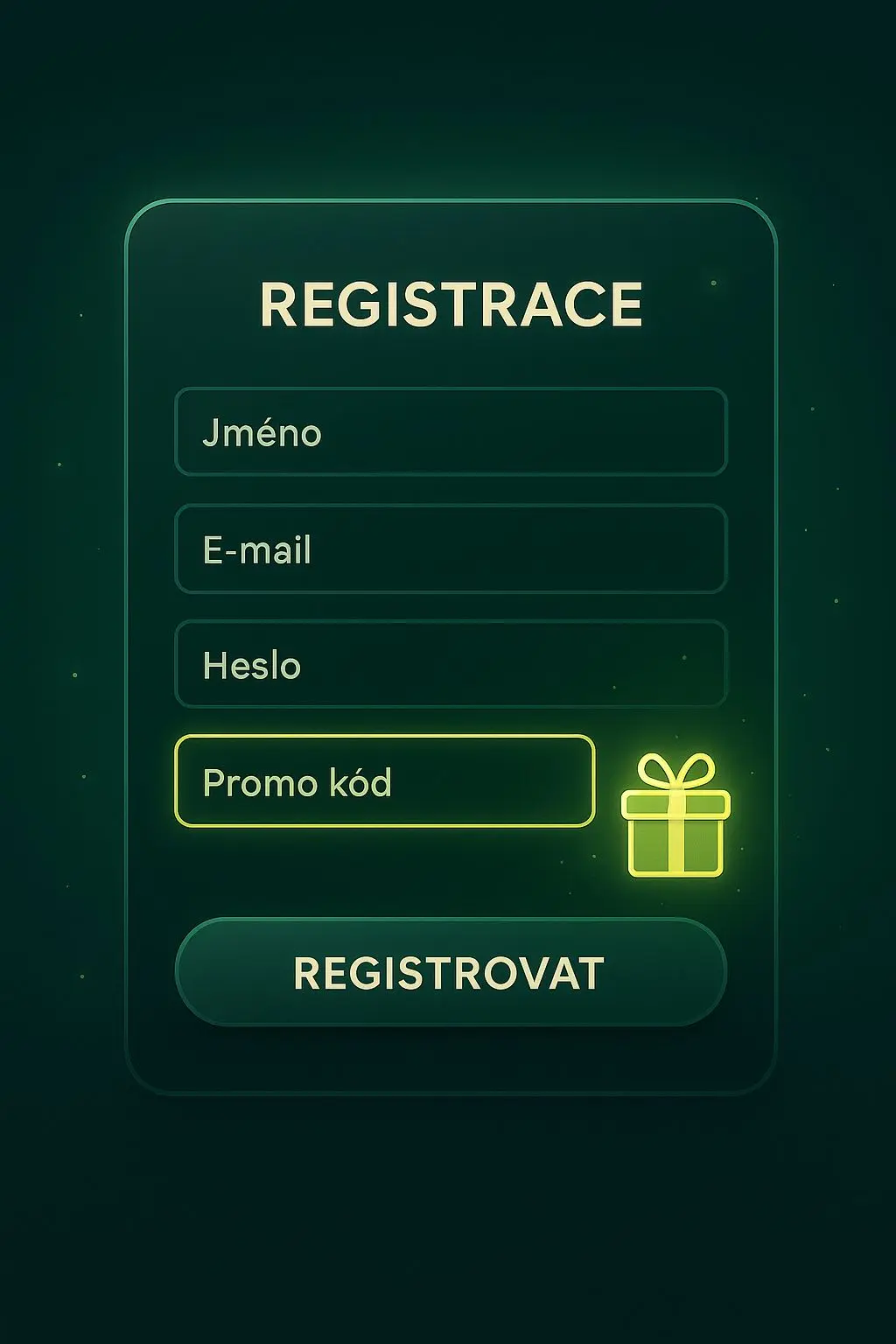 Registrační formulář s polem promo kód