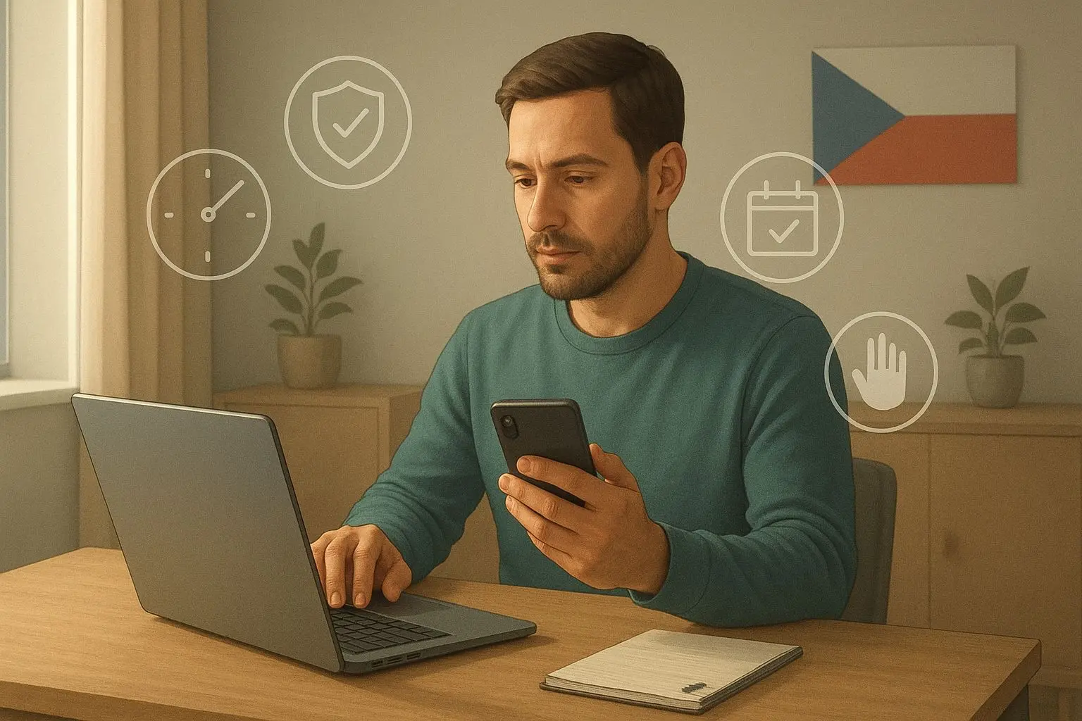 Klidná scéna bezpečného online sázení v českém prostředí